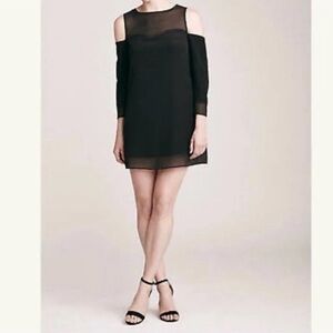 Marie Oliver Anna Cut-Out Shoulder Black Silk Dress Effortlessly Chic NWT Small